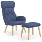 Preview: Relaxsessel mit Hocker Blau Stoff