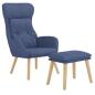 Preview: Relaxsessel mit Hocker Blau Stoff