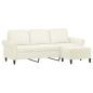 Preview: 3-Sitzer-Sofa mit Hocker Creme 180 cm Samt