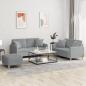 Preview: ARDEBO.de - 3-tlg. Sofagarnitur mit Kissen Hellgrau Stoff
