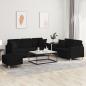 Preview: ARDEBO.de - 3-tlg. Sofagarnitur mit Kissen Schwarz Stoff