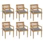 Preview: ARDEBO.de - Batavia-Stühle mit Kissen 6 Stk. Massivholz Teak