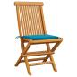 Preview: Gartenstühle mit Blauen Kissen 4 Stk. Teak Massivholz