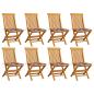 Preview: ARDEBO.de - Gartenstühle Rote Karomuster-Kissen 8 Stk. Massivholz Teak