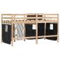 Preview: Kinderhochbett mit Vorhängen Weiß Schwarz 90x190 cm Kiefernholz
