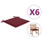 Preview: Gartenstuhl-Kissen 6 Stk. Weinrot 50x50x3 cm Oxford-Gewebe