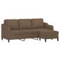 Preview: 3-Sitzer-Sofa mit Hocker Braun 180 cm Stoff