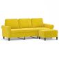 Preview: 3-Sitzer-Sofa mit Hocker Gelb 180 cm Samt