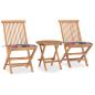 Preview: ARDEBO.de - 3-tlg. Garten-Essgruppe mit Kissen Klappbar Massivholz Teak