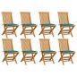 Preview: ARDEBO.de - Gartenstühle mit Blauen Kissen 8 Stk. Massivholz Teak