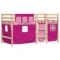Preview: Kinderhochbett mit Vorhängen Rosa 90x190 cm Massivholz Kiefer