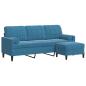 Preview: 3-Sitzer-Sofa mit Hocker Blau 180 cm Samt