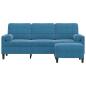 Preview: 3-Sitzer-Sofa mit Hocker Blau 180 cm Samt