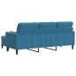 Preview: 3-Sitzer-Sofa mit Hocker Blau 180 cm Samt