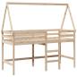 Preview: Hochbett mit Leiter und Dach 90x190 cm Massivholz Kiefer