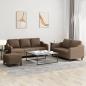 Preview: ARDEBO.de - 3-tlg. Sofagarnitur mit Kissen Braun Stoff