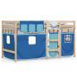 Preview: Kinderhochbett mit Vorhängen Blau 90x190 cm Massivholz Kiefer