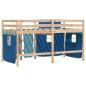 Preview: Kinderhochbett mit Vorhängen Blau 90x190 cm Massivholz Kiefer