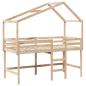 Preview: Hochbett mit Leiter und Dach 90x190 cm Massivholz Kiefer