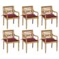 Preview: ARDEBO.de - Batavia-Stühle mit Kissen 6 Stk. Massivholz Teak