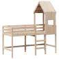 Preview: Hochbett mit Leiter und Dach 90x190 cm Massivholz Kiefer