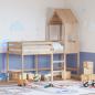 Preview: Hochbett mit Leiter und Dach 90x190 cm Massivholz Kiefer