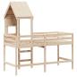 Preview: Hochbett mit Leiter und Dach 90x190 cm Massivholz Kiefer