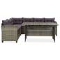 Preview: 2-tlg. Garten-Lounge-Set mit Kissen Poly Rattan Grau