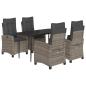 Preview: 5-tlg. Garten-Essgruppe mit Kissen Grau Poly Rattan