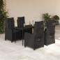 Preview: ARDEBO.de - 5-tlg. Garten-Essgruppe mit Kissen Schwarz Poly Rattan
