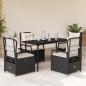 Preview: ARDEBO.de - 5-tlg. Garten-Essgruppe mit Kissen Schwarz Poly Rattan