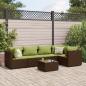 Preview: ARDEBO.de - 6-tlg. Garten-Lounge-Set mit Kissen Braun Poly Rattan