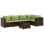 Preview: 6-tlg. Garten-Lounge-Set mit Kissen Braun Poly Rattan