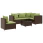 Preview: 6-tlg. Garten-Lounge-Set mit Kissen Braun Poly Rattan