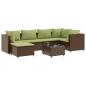 Preview: 7-tlg. Garten-Lounge-Set mit Kissen Braun Poly Rattan