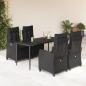 Preview: ARDEBO.de - 5-tlg. Garten-Essgruppe mit Kissen Schwarz Poly Rattan