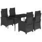 Preview: 5-tlg. Garten-Essgruppe mit Kissen Schwarz Poly Rattan