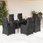 Preview: ARDEBO.de - 7-tlg. Garten-Essgruppe mit Kissen Schwarz Poly Rattan
