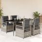 Preview: ARDEBO.de - 5-tlg. Garten-Essgruppe mit Kissen Grau Poly Rattan