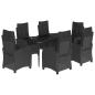 Preview: 7-tlg. Garten-Essgruppe mit Kissen Schwarz Poly Rattan