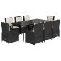 Preview: 9-tlg. Garten-Essgruppe mit Kissen Schwarz Poly Rattan