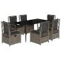 Preview: 7-tlg. Garten-Essgruppe mit Kissen Grau Poly Rattan
