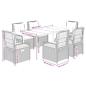 Preview: 7-tlg. Garten-Essgruppe mit Kissen Grau Poly Rattan
