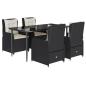 Preview: 5-tlg. Garten-Essgruppe mit Kissen Schwarz Poly Rattan