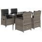 Preview: 5-tlg. Garten-Essgruppe mit Kissen Grau Poly Rattan