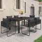 Preview: ARDEBO.de - 7-tlg. Garten-Essgruppe PVC Rattan Schwarz