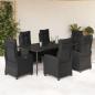 Preview: ARDEBO.de - 7-tlg. Garten-Essgruppe mit Kissen Schwarz Poly Rattan