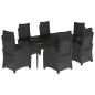 Preview: 7-tlg. Garten-Essgruppe mit Kissen Schwarz Poly Rattan