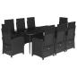 Preview: 9-tlg. Garten-Essgruppe mit Kissen Schwarz Poly Rattan