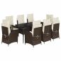 Preview: 9-tlg. Garten-Essgruppe mit Kissen Braun Poly Rattan